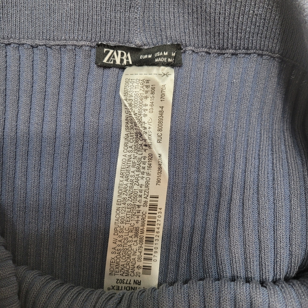 Zara Ribbed Knit Flare Pants - Blue Gray Size M - Picture 5 of 9